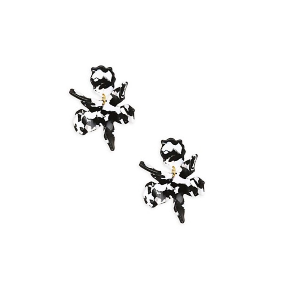🖤🤍Lele Sadoughi🤍🖤 NWOT Black/White Classic Small Paper Lily Earrings.